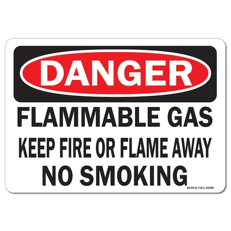 Signmission Safety Sign, OSHA Danger, 12" Height, 18" Width, Flammable Gas, Landscape, D-1218-L-19366 OS-DS-D-1218-L-19366
